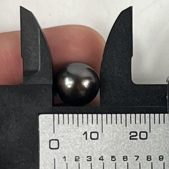 Black Pearl Stud Earrings Silver Tone Post Backing 10mm Minimal Unisex Jewelry - Picture 6 of 6